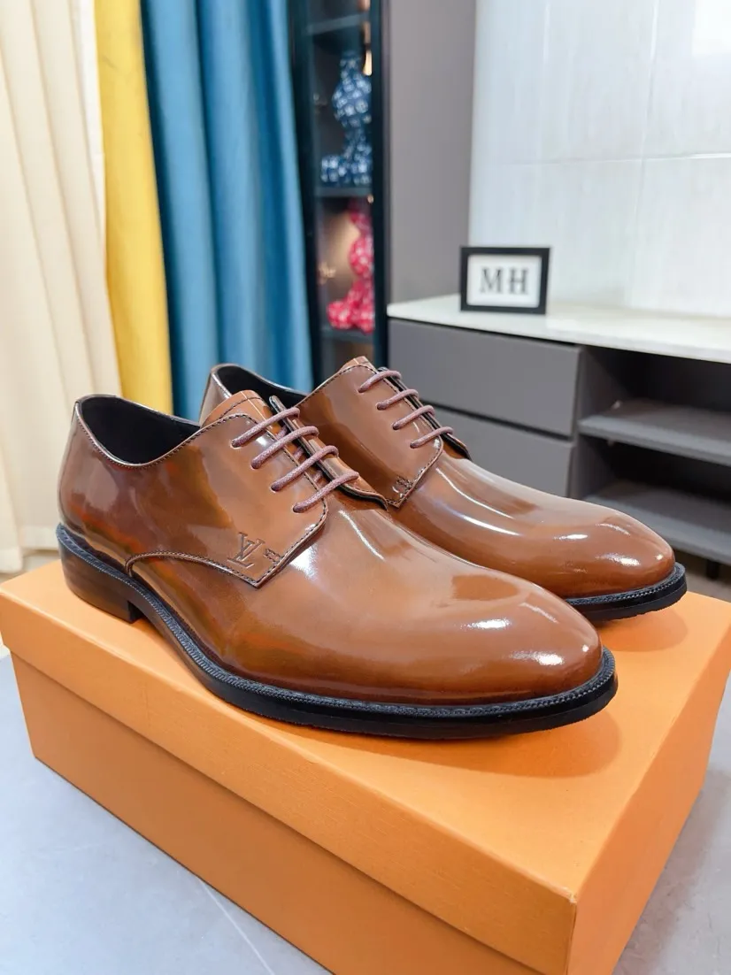 Men's men's shoes 💰520🌸🌸【LV Louis Vuitton】~ New product 🆕High-end original men's 🚹Business casual leather shoes, made of original cowhide open-edge bead fabric➕comfortable and soft cowhide lining➕cowhide insole, original LOGO rubber non-slip outsole. Code number: 38-44